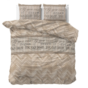 Dekbedovertrek You Can Do It - Eenpersoons (140x200 Cm) - Wit Polyester-katoen - Patroon - Sleeptime Elegance - Dekbed-Discounter.nl