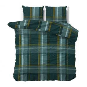 Dekbedovertrek Zion - Tweepersoons (200x200 Cm) - Groen Polyester-katoen - Ruiten - Sleeptime Elegance - Dekbed-Discounter.nl