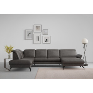 sit&more Zithoek Fashion U-vorm naar keuze met verstelbare hoofdsteun, uittrekzitting, motorisch, metalen poten