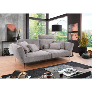 set one by Musterring Megabank SO 4500 Voeten chroomkleurig, optioneel met hoofdsteun, breedte 260cm, in cord