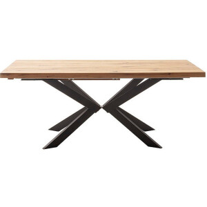 MCA furniture Eettafel BARLETTA uitschuifbare tafel 180-280 cm massief, doorlopende lamel, verdubbeld, metaal, tafelblad 5,0 cm