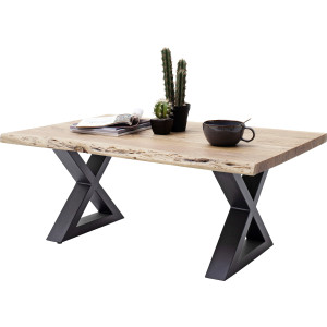 MCA furniture Tafel met hout Salontafel massief hout met boomstam, kieren en gaatjes