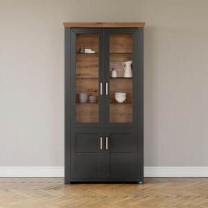 set one by Musterring Staande vitrinekast York Type 17, met twee glazen deuren, in 3 kleurvarianten, hoogte 207 cm