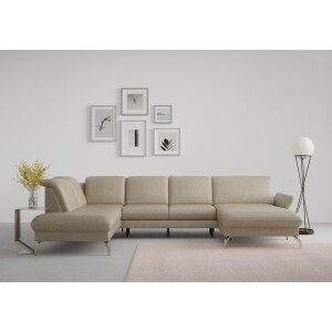 sit&more Zithoek Fashion U-vorm naar keuze met verstelbare hoofdsteun, uittrekzitting, motorisch, nikkel poten