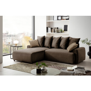 exxpo - sofa fashion Hoekbank Game, comfortabel met 5 rugkussens en 2 decoratieve kussens, L-vorm incl. bedfunctie en bedlade, comfortabel, geweldige afwerkingsdetails