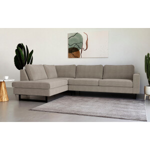 Places of Style Hoekbank Pinto, 290 cm, ottomaan links/rechts Cord, fijncord, luxe-microvezel leer en chenille