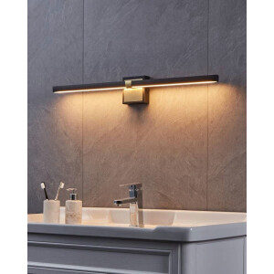 EGLO Wandlamp PEGUERA Spiegellamp, badkamer, metaal, zwart en messing, IP44, 80 cm (1 stuk)