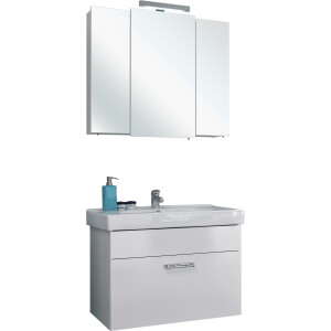 Saphir Badkamerserie Quickset 2-delig, keramieken wastafel met led-spiegelkast, badkameraccessoire-set (2-delig)