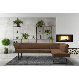 exxpo - sofa fashion Hoekbank Americano met opstaande naad en metalen poten, bekleding in verschillende kwaliteiten