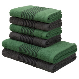 Bruno Banani Handdoekenset Jassen, badlakens, handdoeken met gestreepte rand, 6-delig handdoekenset van 100% katoen (set, 6-delig)