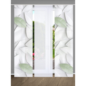 HOME in green Paneelgordijn Lison SET DIGITALE PRINT, BAMBOELOOK GERECYCLED (3 stuks)