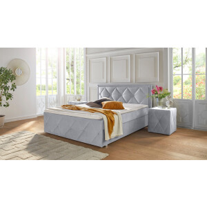 Leonique Boxspring Alfie, bestseller! Inclusief bedlade & topper Optioneel met knoopstiksels of strassstenen, H2, H3 en H4 verkrijgbaar