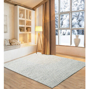 my home Wollen kleed Daoulas Handgeweven tapijt, 100% wol, modern ruitpatroon, scandi design