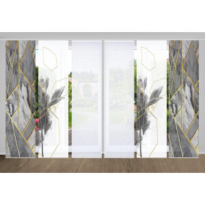 HOME in green Paneelgordijn Signum SET DIGITALE PRINT, BAMBOELOOK GERECYCLED (6 stuks)