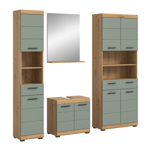INOSIGN Badkamerserie Siena, 4-delig, bestaande uit: Hoge kast, wastafelonderkast, badkamer spiegel, brede hoge kast (set, 4-delig)