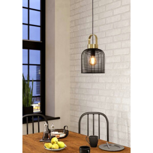 EGLO Hanglamp ROUNDHAM Hanglamp, eetkamerlamp Industrial, metaal in zwart, Ø 22 cm (1 stuk)