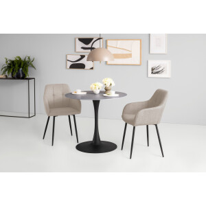 HELA Eethoek MOSEL Tafel 90x75 cm, ronde plaat, gesinterde steen, armleuningsstoel (3-delig)