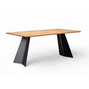 Home affaire Eettafel Winteregg keukentafel, metalen wangframe, massief gewild eikenhout, geolied