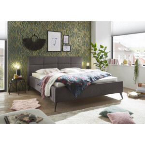 set one by Musterring Gestoffeerd bed Cary naar keuze met matras en lattenbodem, zwarte metalen poten