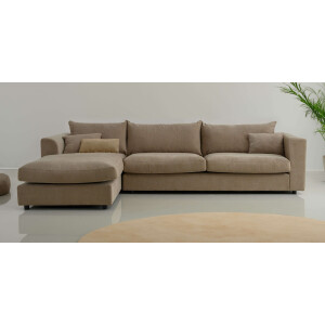 LeGer Home by Lena Gercke Hoekbank Avelina Breedte 297 cm, in cord- en chenille-stof, rugkussen met veren (2-delig)