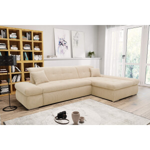 DOMO collection Hoekbank Moric Luxe - BxDxH 300x172x80 cm, XXL-formaat L-vorm, 140kg belasting/zitplaats, in cord, chenille, kunstleer