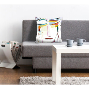 queence Sierkussen KIM Kussenhoes, abstract gezicht, modern, kunstzinnig, geometrisch (1 stuk)