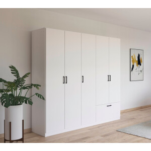 rauch Draaideurkast Kledingkast kast garderobe waskast BARI met lades aan de buitenkant, moderne greep in grijs metallic made in germany
