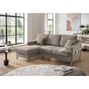 INOSIGN Hoekbank Valentina L-vorm 2 sierkussens, met zijvak, uittrekbare matrasbodem, bedbox