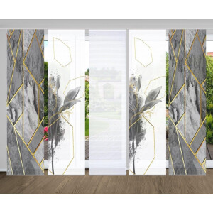HOME in green Paneelgordijn Signum SET DIGITALE PRINT, BAMBOELOOK GERECYCLED (5 stuks)