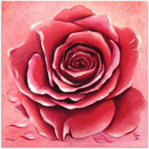 Artland Artprint Rode roos met de hand geschilderd als artprint van aluminium, artprint op linnen, muursticker, verschillende maten