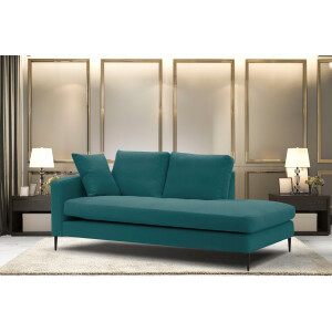 Leonique Récamier Cozy chaise longue, afmetingen B/D/H: 195/97/80 cm met los kussen en metalen poten, armleuning naar keuze links of rechts