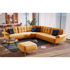 sit&more Hoekbank Orient 1 L-vorm inclusief 4 sierkussens met strassteentjes, goudkleurige metalen poten