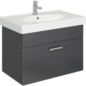 Saphir Wastafelonderkast Quickset keramische wastafel met onderkast, 80 cm breed Waskamer, grepen chroom glans, met zachte inloop, 1 lade