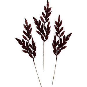 I.GE.A. Winterse kunstplant Kunsttak, kunstmatige kersttak met glitter en decoratieve stenen, 3-delige set, kerstdecoratie (set, 3 stuks)