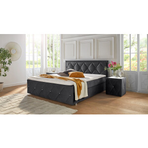 Leonique Boxspring Alfie, bestseller! Inclusief bedlade & topper Optioneel met knoopstiksels of strassstenen, H2, H3 en H4 verkrijgbaar