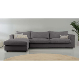 LeGer Home by Lena Gercke Hoekbank Avelina Breedte 297 cm, in cord- en chenille-stof, rugkussen met veren (2-delig)