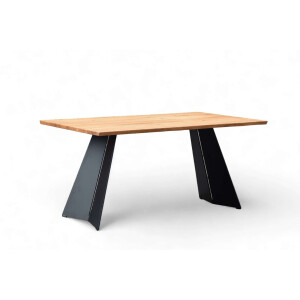 Home affaire Eettafel Winteregg keukentafel, metalen wangframe, massief gewild eikenhout, geolied