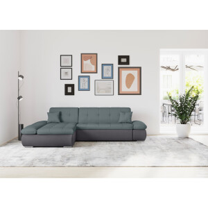 DOMO collection Hoekbank Moric, L-vorm, XXL-bank - Breedte 300cm keuze met bedfunctie en armleuningverstelling, donkergroen
