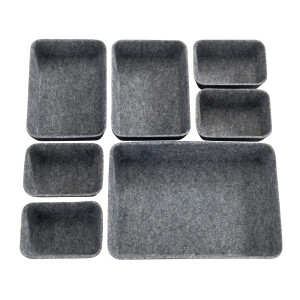 WENKO Organizer Opbergdozen voor lades, 3 maten, gerecycled polyester vilt (set, 7-delig)