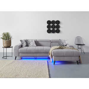 COTTA Hoekbank Mia L-vorm 3-delige kussenset, récamier, naar keuze met of zonder rgb-verlichting