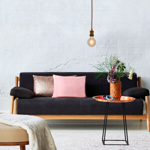 näve Hanglamp Ontario Metalen baldakijn oud messing, met jute touw, excl. 1x E27, hoogte 96cm (1 stuk)