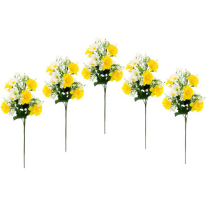 I.GE.A. Kunstbloem Narcissen margrieten tak 5-pack madeliefjes, narcissen, paasdecoratie, lentebloemen voor vazen