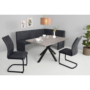 HELA Eethoek Spree Eettafel 140x90 cm met dikke rand, microvezel bekleding(4-delig)