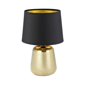 EGLO Tafellamp MANALBA 1 Textiel nachttafellamp, keramiek, goud, tafellamp, slaapkamer (1 stuk)