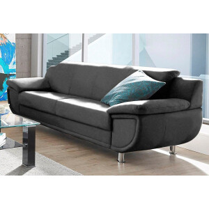 TRENDMANUFAKTUR 3-zitsbank Rondo, breedte 207 cm, brede armleuningen, chromen poten Big-sofa optioneel met bonnellvering, in verschillende bekledingen bestelbaar