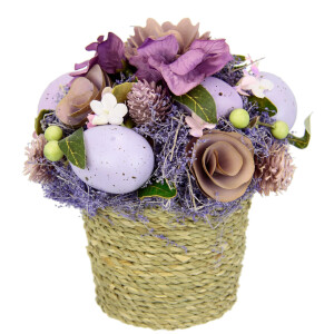 I.GE.A. Kunstbloem Gesteckte ei/droogbloemen In pot hortensia paasstuk paasdecoratie paas-ei arrangement decor