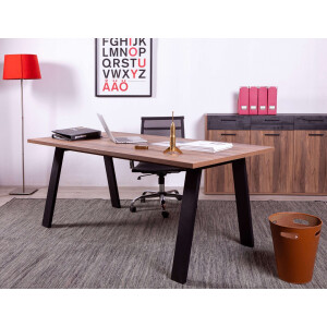 Composad Bureau DaVinci met metalen poten, breedte 171,5 cm, 100% gerecycled hout, made in italy