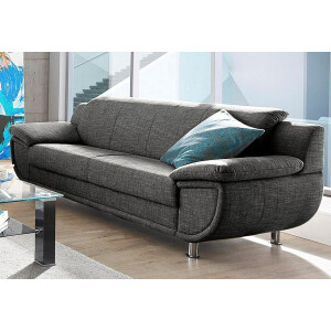 TRENDMANUFAKTUR 3-zitsbank Rondo, breedte 207 cm, brede armleuningen, chromen poten Big-sofa optioneel met bonnellvering, in verschillende bekledingen bestelbaar