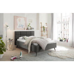 set one by Musterring Gestoffeerd bed Cary naar keuze met matras en lattenbodem, zwarte metalen poten