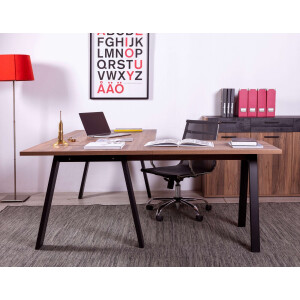 Composad Hoekbureau DaVinci met 3 metalen poten, 140x150 cm, 100% gerecycled hout, made in italy